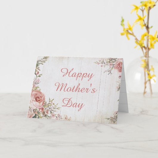 ピンクローズフローラ母の日グリーティングカード カード (黄色い花)