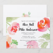 ピンクローズフローラ水彩 招待状 (正面/裏面)