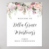 ピンクローズフローラ第一聖体拝領サイン ポスター (正面)