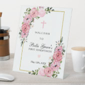 ピンクローズフローラ第一聖餐式へようこそ 台座サイン (インサイチュ)