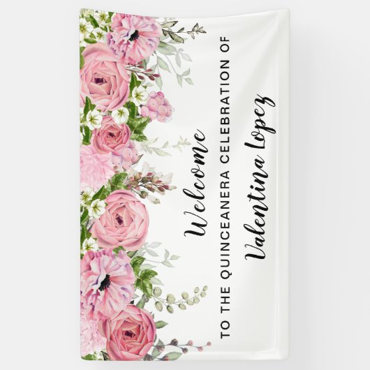 ピンクローズフローラ第一聖餐式へようこそ 横断幕 (縦)