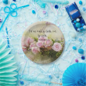 ピンクローズフローラ紙プレート信仰聖なる書物、 経典 ペーパープレート (パーティー)