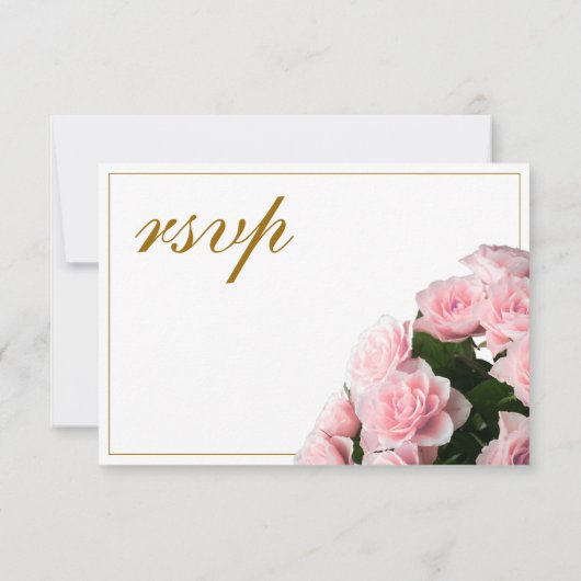 ピンクローズフローラ結婚のメニュー選択RSVPカード 出欠カード (裏面)
