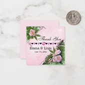 ピンクローズフローラ結婚ズサンキューフラットノートカード ノートカード (正面/裏面インサイチュ)