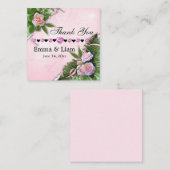 ピンクローズフローラ結婚ズサンキューフラットノートカード ノートカード (正面/裏面)