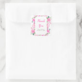 ピンクローズフローラ結婚ズ スクエアシール (バッグ)