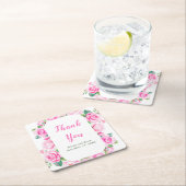 ピンクローズフローラ結婚ズ スクエアペーパーコースター (インサイチュ)