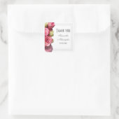 ピンクローズフローラ結婚ブライダルの感謝していユーザ スクエアシール (バッグ)