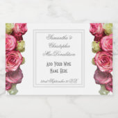 ピンクローズフローラ結婚ブーケ スパークリングワインラベル (シングルラベル)