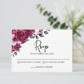 ピンクローズフローラ結婚式RSVP 出欠カード (スタンド正面)