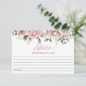 ピンクローズフローラ花赤ちゃんシャワー アドバイスカード (スタンド正面)