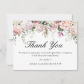 ピンクローズフローラ葬儀 サンキューカード (正面)