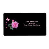 ピンクローズフローラ蝶ハートラベル ラベル (正面)