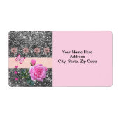ピンクローズフローラ蝶ハートラベル ラベル (正面)