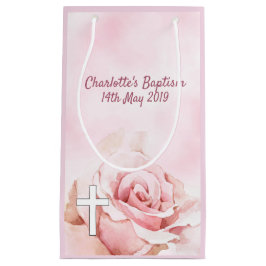 ピンクローズフローラ赤面 スモールペーパーバッグ