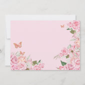 ピンクローズフローラ金ゴールドティアラバタフライキンセアニェラ 招待状 (裏面)