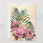 ピンクローズフローラ金ゴールドパームスバースデーパーティー 招待状 (裏面)