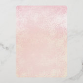 ピンクローズフローラ開花ブライダルブランチアンドバブリー 箔招待状 (裏面)