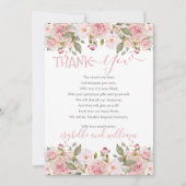 ピンクローズフローラ開花ベビーシャワーありがとう サンキューカード (正面)