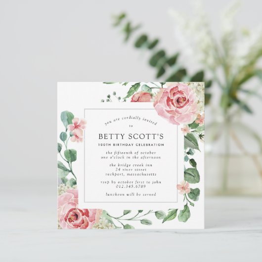 ピンクローズフローラ100thバースデーパーティー 招待状 (スタンド正面)