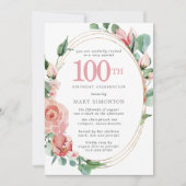 ピンクローズフローラ100thバースデーパーティー 招待状 (正面)