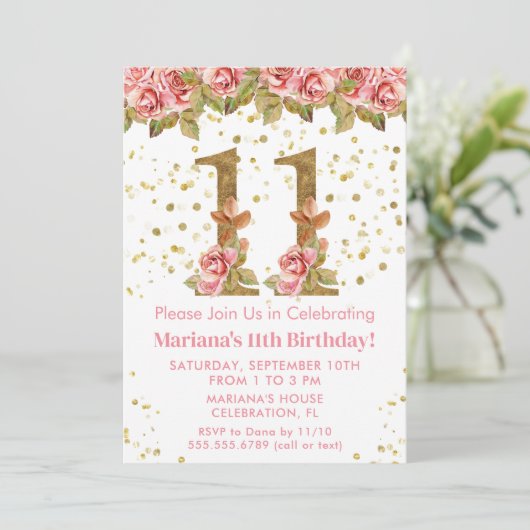 ピンクローズフローラ11thバースデーパーティー 招待状 (スタンド正面)