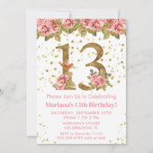 ピンクローズフローラ13thバースデーパーティー 招待状 (正面)
