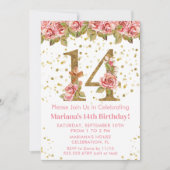 ピンクローズフローラ14thバースデーパーティー 招待状 (正面)