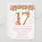 ピンクローズフローラ17thバースデーパーティー 招待状 (正面)