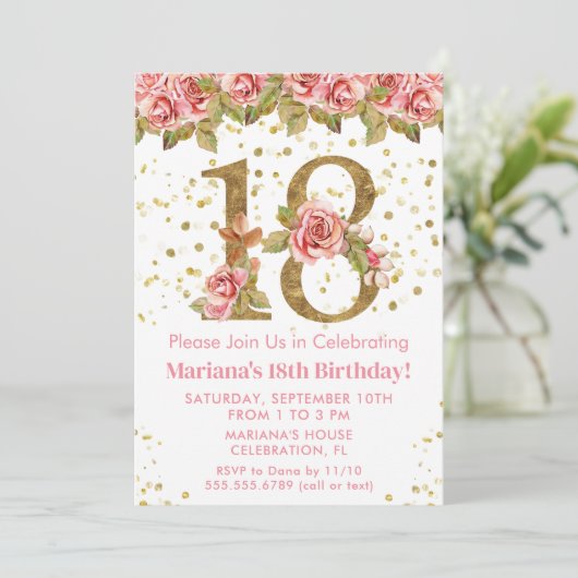 ピンクローズフローラ18thバースデーパーティー 招待状 (スタンド正面)