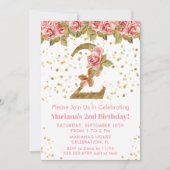 ピンクローズフローラ2nd誕生日パーティー 招待状 (正面)