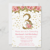 ピンクローズフローラ3rd誕生日パーティー 招待状 (正面)