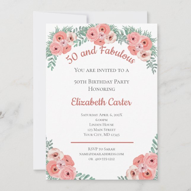 ピンクローズフローラ50と素晴らしい誕生日 (正面)