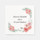 ピンクローズフローラ50と素晴らしい スタンダードカクテルナプキン (正面)