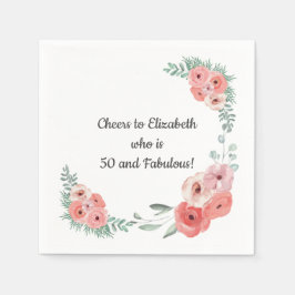 ピンクローズフローラ50と素晴らしい スタンダードカクテルナプキン