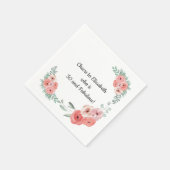 ピンクローズフローラ50と素晴らしい スタンダードカクテルナプキン (角)