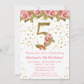 ピンクローズフローラ5thバースデーパーティー 招待状 (正面)