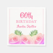 ピンクローズフローラ60thバースデーパーティー スタンダードカクテルナプキン (正面)
