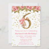 ピンクローズフローラ6thバースデーパーティー 招待状 (正面)