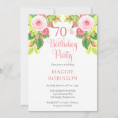 ピンクローズフローラ70thバースデーパーティー 招待状 (正面)