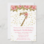 ピンクローズフローラ7thバースデーパーティー 招待状 (正面)