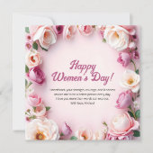 ピンクローズフローラ8マーチ国際的ルウィメンズデー シーズンカード (正面)