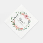 ピンクローズフローラ80誕生日ありがとう スタンダードランチョンナプキン (角)