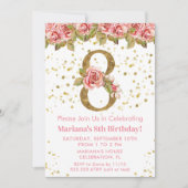 ピンクローズフローラ8thバースデーパーティー 招待状 (正面)