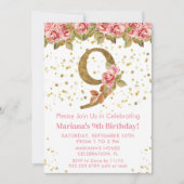 ピンクローズフローラ9thバースデーパーティー 招待状 (正面)