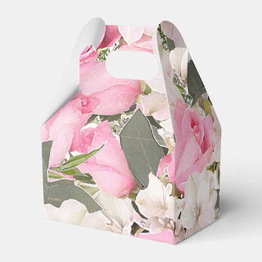ピンクローズブケッツパーソナライズされたフローラお願いボックス フェイバーボックス (裏面サイド)