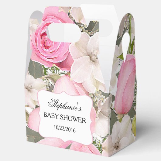 ピンクローズブケッツパーソナライズされたフローラお願いボックス フェイバーボックス (オープン)