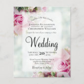 ピンクローズブズオンティール（緑がかった色）BUDGET結婚式招待状 (正面)