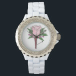 ピンクローズブトニエールフローラ結婚プロムの腕時計 腕時計<br><div class="desc">ピンクのバラかわいらしブトニエールのボタンホールの花のオリジナルマーカーイラストレーションを備え、繊細なベビーの息に囲まれている。デザイナーは、自分の色やテーマに合わせてカスタムのデザインを作成しアップロードすることができ結婚る – -クリック「このデザイン」と呼ばれるデザインプロセスを開始するためのカスタムのデザインを作成しアップロードすることができる！</div>