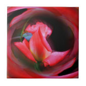 ピンクローズブドフラワーアート抽象芸術 タイル (正面)